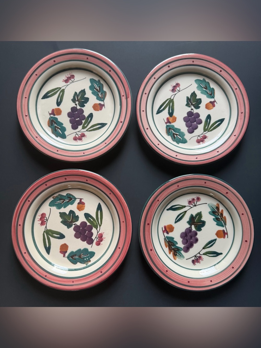 Hartstone Pottery Woodland Salad / Dessert Plates - 7 7/8"  Set of 4